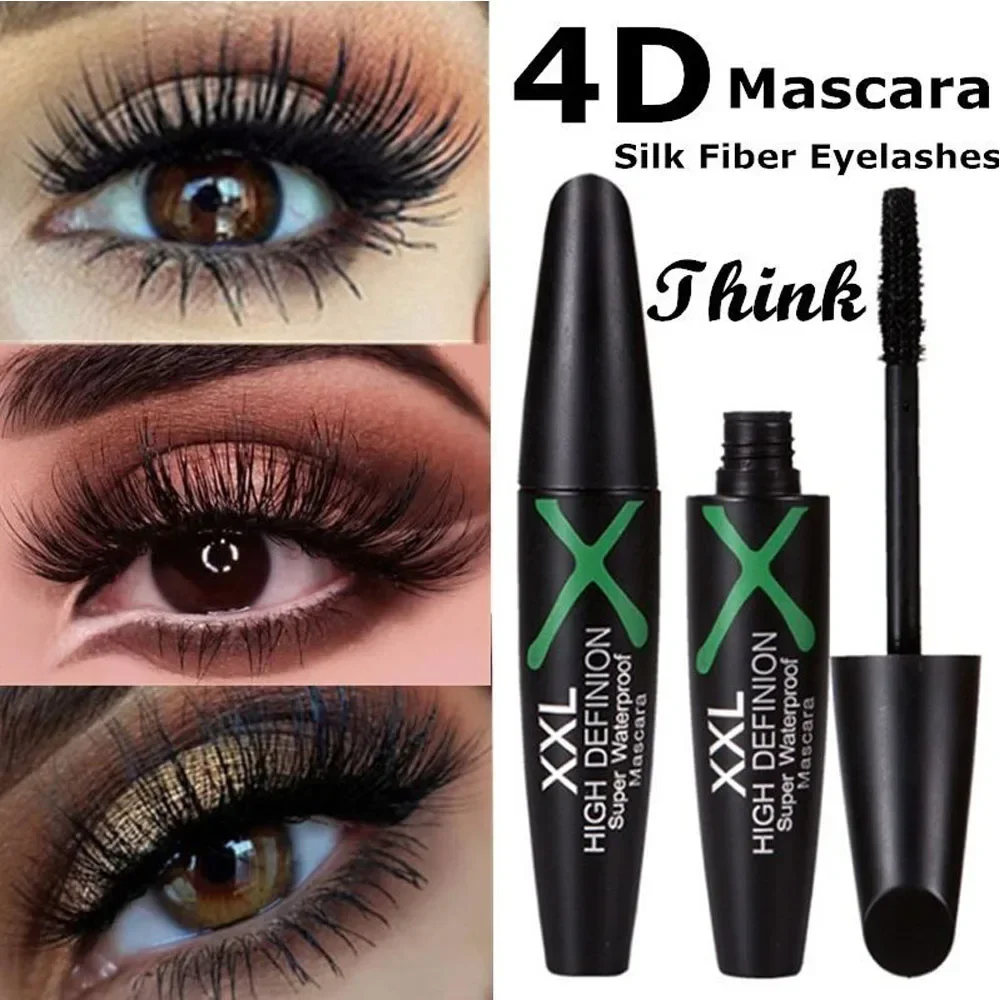 4D Silk Fiber Cílios Mascara, alongamento, impermeável, de longa duração, preto cílios extensão, 3D Make Up, 1 Pc