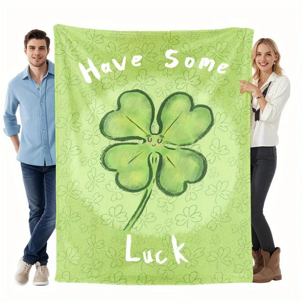 Four-Leaf Clover Creative Blanket  Extra Soft Flannel Blanket Multipurpose Valentine's Day Gifts for Couples Gifts for Children