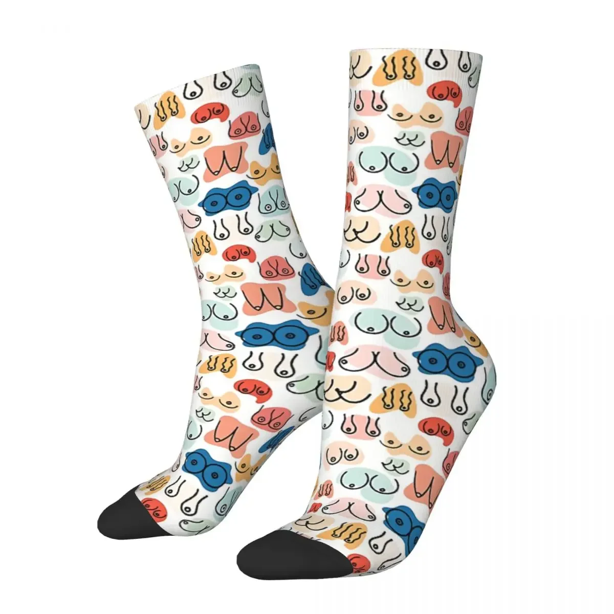 Funny Crazy Sock for Men Colors Hip Hop Harajuku Boobs Happy Pattern Printed Boys Crew Sock Casual Gift