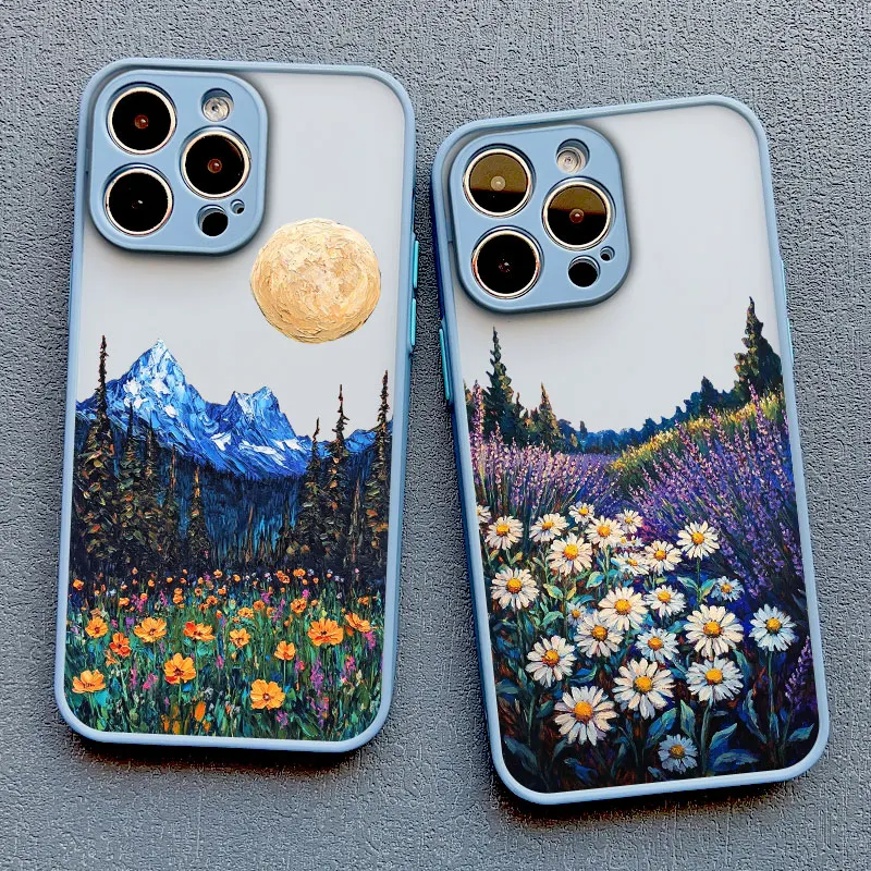 INS Intermountain Gänseblümchen-Blumendruck Handyhülle für iPhone 17 16 15 14 Pro Max Plus 13 12 Mini 11 Pro Max XR XS X Rückseiten-Cover – Detail 10