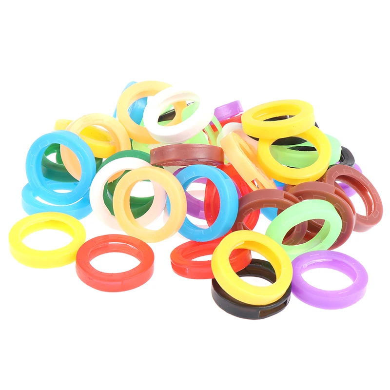 50Pcs Hollow Multi Color Rubber Soft Keys Locks Cap Topper Keyring Elastic Case