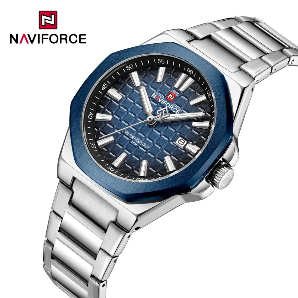 

NAVIFORCE часы мужские деловые ремешок из нержавеющей стали роскошные кварцевые наручные часы водостойкий квадратный циферблат часы с датой Relogio Masculino