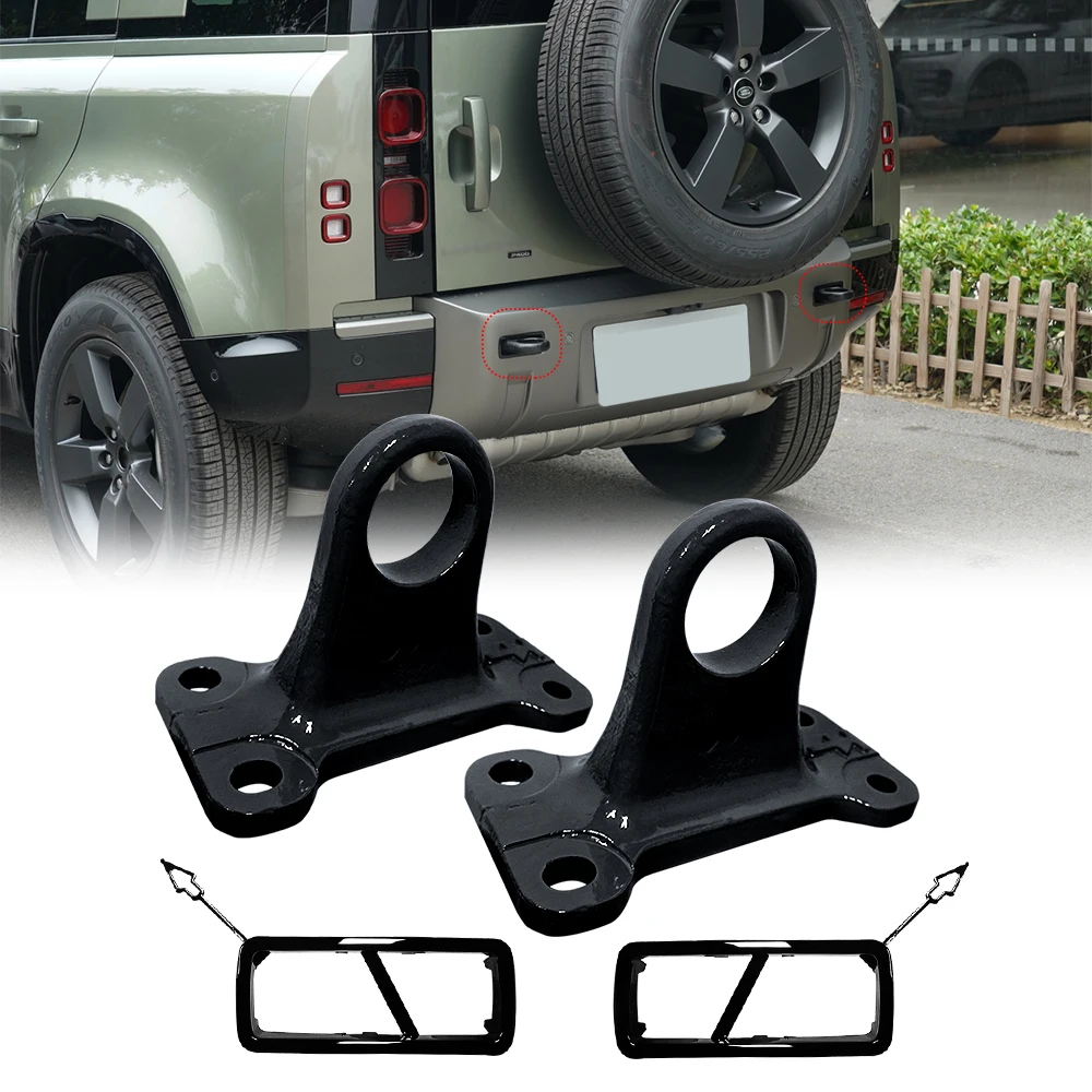 Tow Hook Rescue Rear Trailer Hook Metal Red Black Cover Accessories for Land Rover Defender 2020 2021 2022 2023 2024