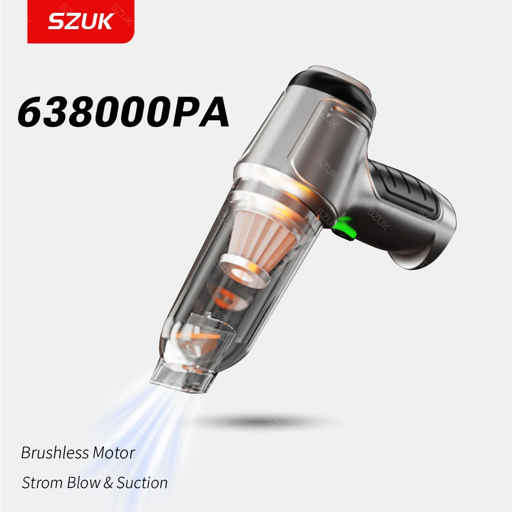 SZUK Wireless Car Vacuum CIeaner 638000PA Handheld Mini Cleaning Machine Powerful Blower Portable Vacuum Cleaner for Car Home