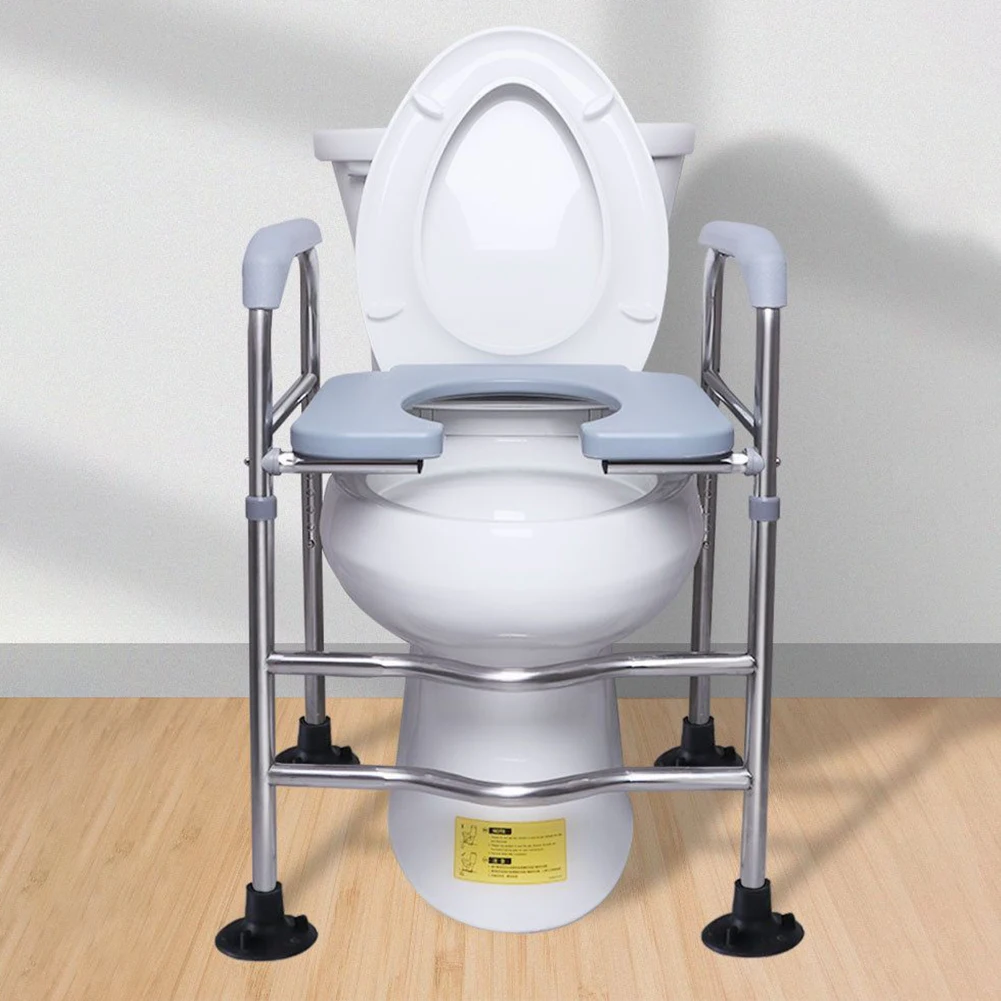 

Raised Toilet Seat High Toilet Seat with Armrests Toilet Seat Riser Height Adjustable Stainless Steel for Handicapped Disabled