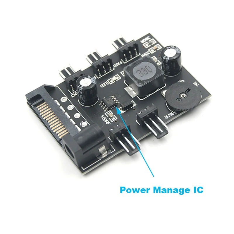 3pin Fan Controller Hub,3 4 Channel Molex or SATA Fan Splitter w/ Control Knob Computer PC Case 12V Fan Cooler Speed Temperature