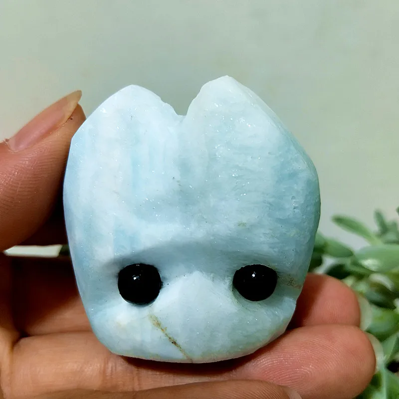 Natural Crystals Larimar Carve Stones Hedgehog Decoration Gem Sorcerer Meditates To heal Feng Shui Crystal Ornaments