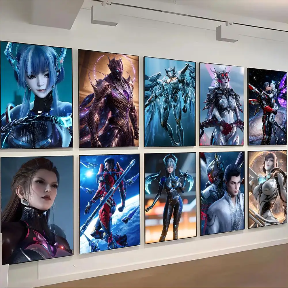 Hot Anime S-Swallowed Star Poster Advanced Aesthetic Self-adhesive Printing Paper Wall Art For Living Room Home Decor