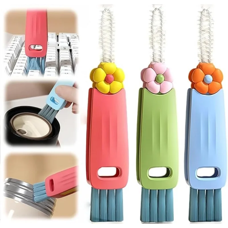 1pcs Petals Three-in-One Cup Cover Brush Soybean Milk Machine Brush Household Multifunctional Gap Cleaning Brush Cup Mouth Brush