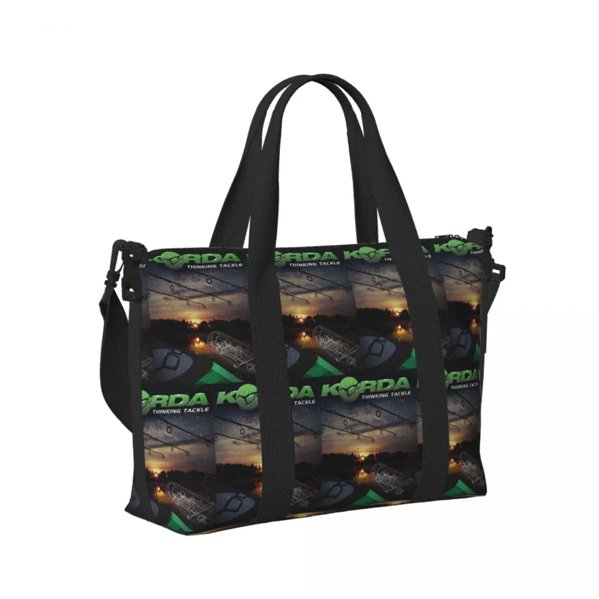 

Custom Korda Fishing Logo Beach Travel Bag Large Capacity Tote Bags for Gym Sport Women Shopping Duffle Shoulder Bag
