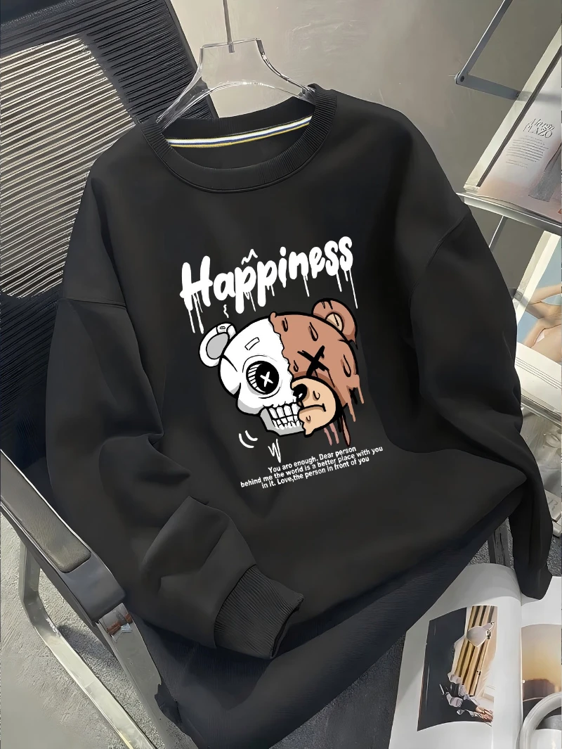 

Youre Bear Print Mens Crewneck Long Sleeved 2025 Autumn and Winter Round-neck Hoodie Is for Both Men and Women Top