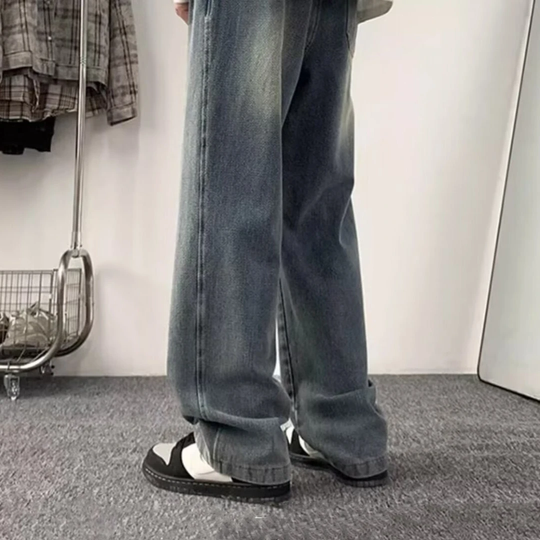 

Slimming Effectiven Men's Denim Jeans Straight Leg Loose Fit Casual Trousers High Street Sle Vintage Waed mid Waist Lo...