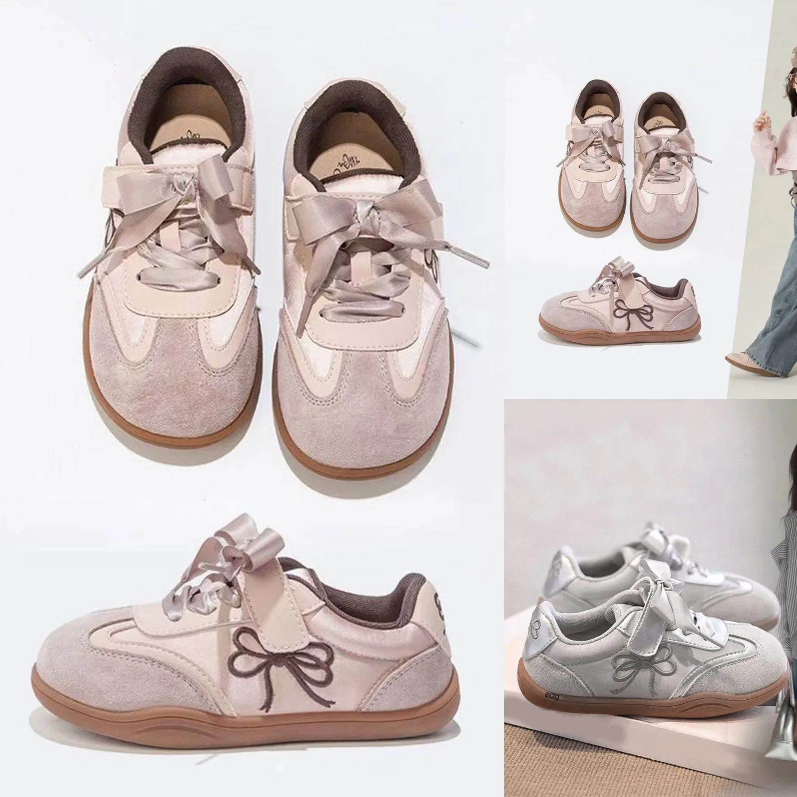 

Sap Shoes, повседневные кроссовки для маленьких девочек, модная прогулочная обувь с бантом, легкая обувь на дышащей мягкой подошве, кроссовки без шнуровки для девочек