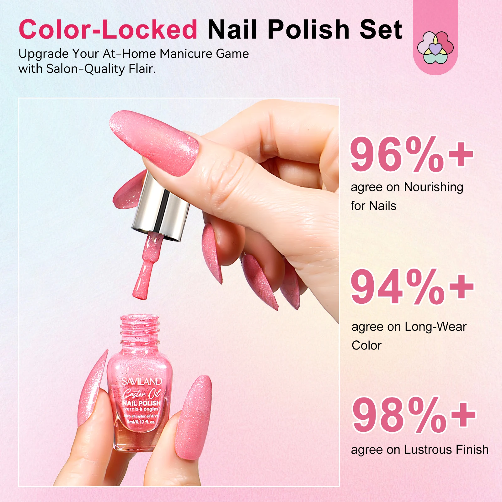SAVILAND 24 couleurs ensemble de vernis à ongles séchage rapide Kit de vernis à ongles régulier paillettes rose rouge marron doigt en vrac vernis à ongles