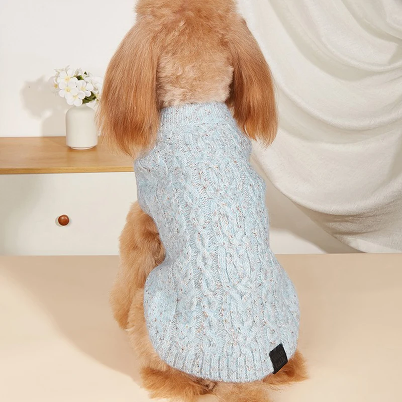 Soft Autumn Winter Dog\'s Sweater Jumper Luxury Knitted Puppy Sweaters Pullover Sweatshirt for Small Medium Dogs Knitwear Blue