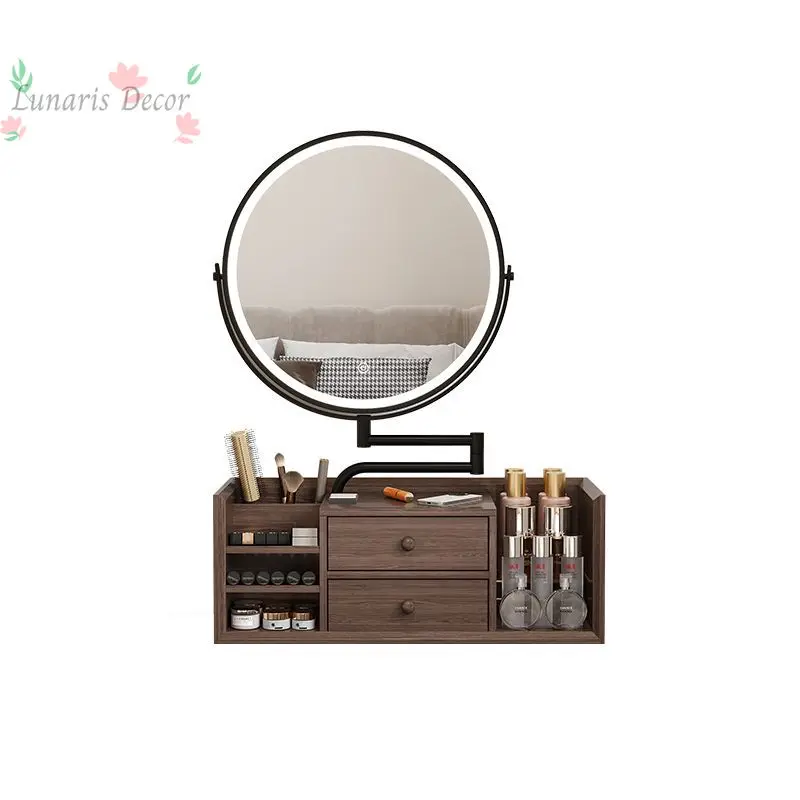 New Internet celebrity multifunctional makeup mirror desktop desktop storage cosmetics jewelry storage box dresser mirror
