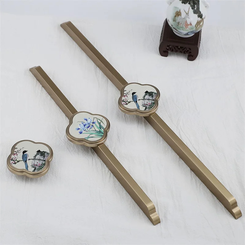 Chinese Song-style Vintage Closet Door Pull Handles Elegant Cabinet Door Drawer Knob Cupboard Wardrobe Long Pulls For Home Decor