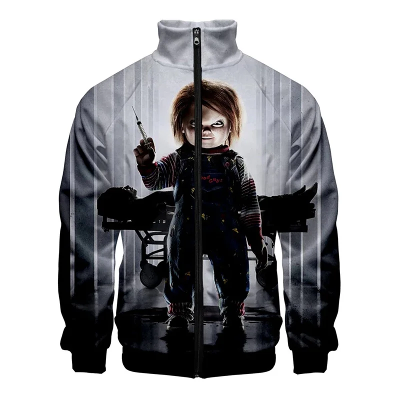 

Horror Movie Chucky Stand Collar Jackets Men Cosplay Costume Women Long Sleeve Zipper Coat Tops Seed Of Chucky Sweatshirt