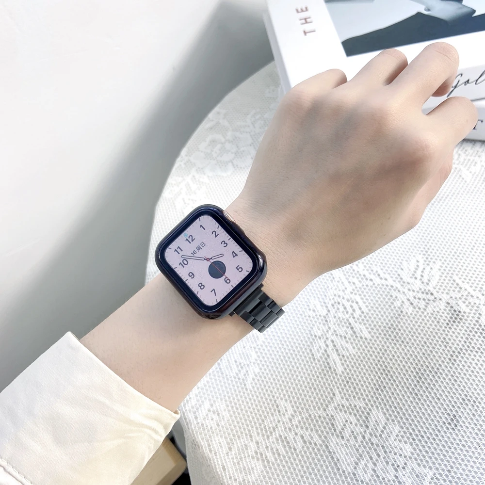 خفيفة الوزن 49 مللي متر المعادن حزام ل سوار ساعة يد آبل SE 8 7 6 5 41/40/44 مللي متر ل iWatch الفولاذ المقاوم للصدأ ضئيلة رابط 42/38/45 مللي متر 4 3 2 1