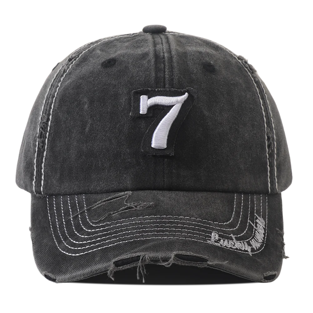 Men‘s Number 7 Embroidered Baseball Cap Women Sun Visor Hat Vintage Washed Cotton Dad Hats for Men Streetwear Snapback Caps