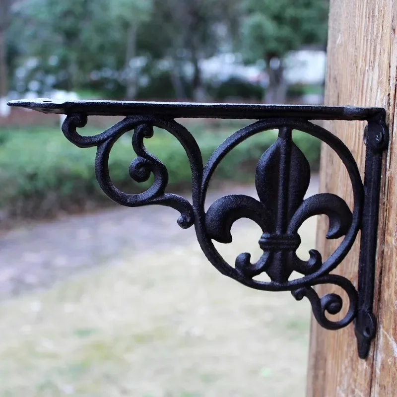 Vintage Style Cast Iron Craft Countertop Triangular Support Frame Bracket For Fixed Load-Bearing Bookshelf Shelf