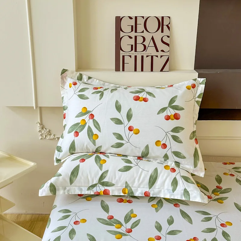 Printed Cotton Pillowcase for Sleeping Bed Pillows Decorative Room Decor Throw Cover Student Dorm Envelope Style Cover Set