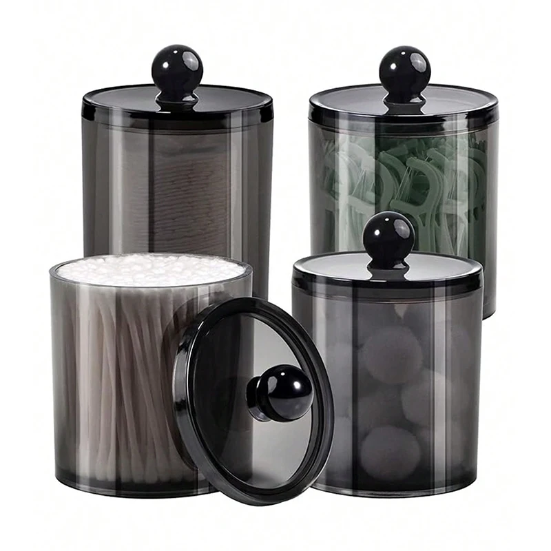 

Acrylic Cosmetic Jars Stackable Makeup Organizer Pharmacy Bottles Lids Vanity Bathroom Storage Travel Portable