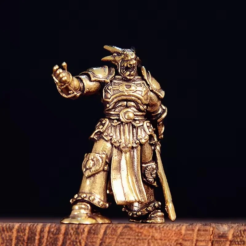 Brass Wolf Head Warrior Figurines Miniatures Desktop Ornaments Retro Metal Solider Models Home Decorations Crafts Accessories