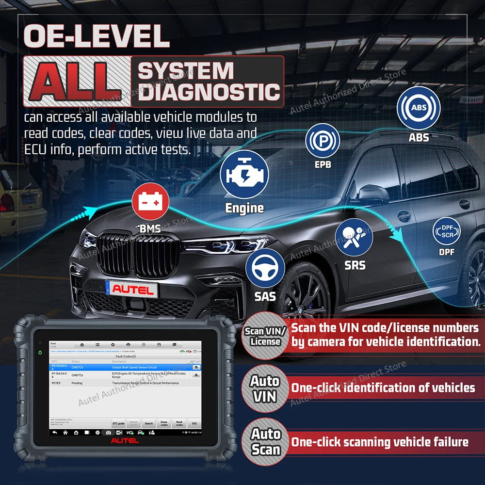 Autel MaxiCOM MK906S PRO OBD2-Diagnosescanner, fortschrittliches ECU-Codierungs-Diagnosetool, bidirektionaler Scanner, unterstützt CAN FD/DoIP