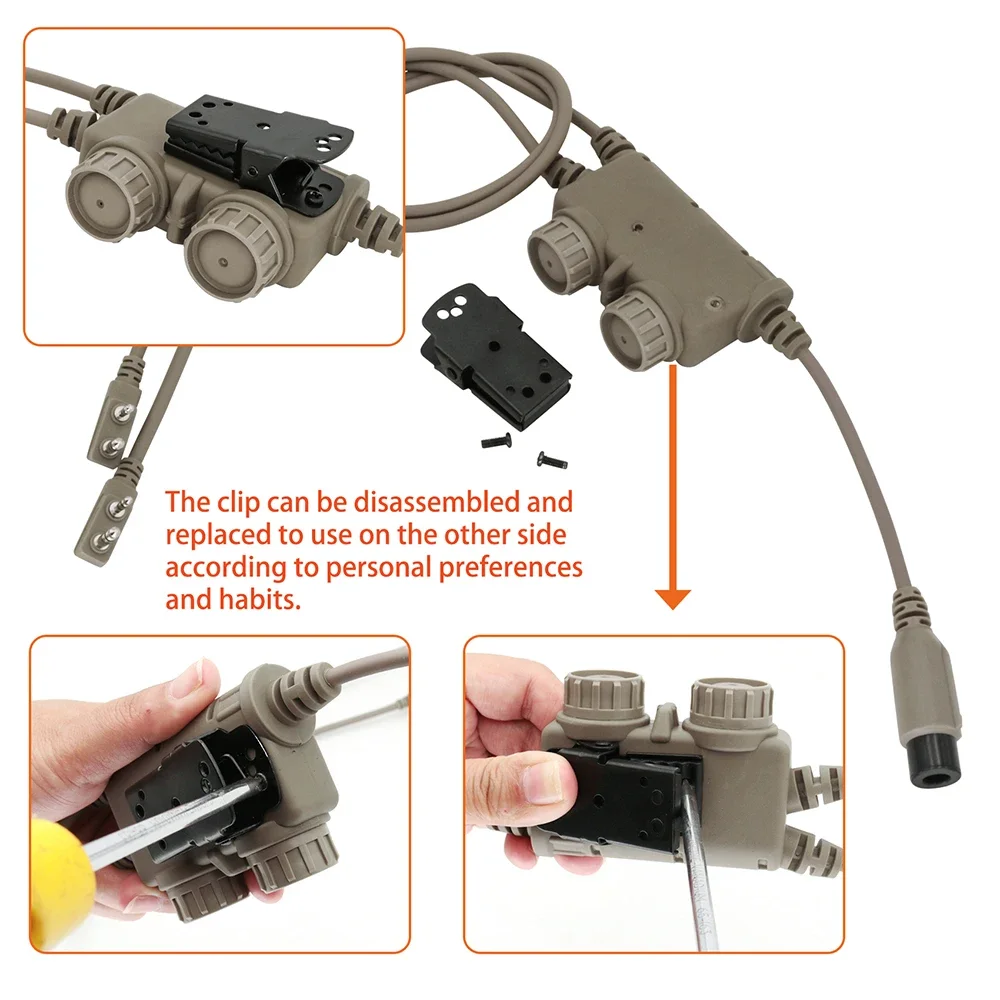 Imagem -02 - Adaptador Kenwood U94 Ptt de Canal Duplo para Fones de Ouvido Táticos de 7.0 Jack Rac Fones de Ouvido Táticos de Caça