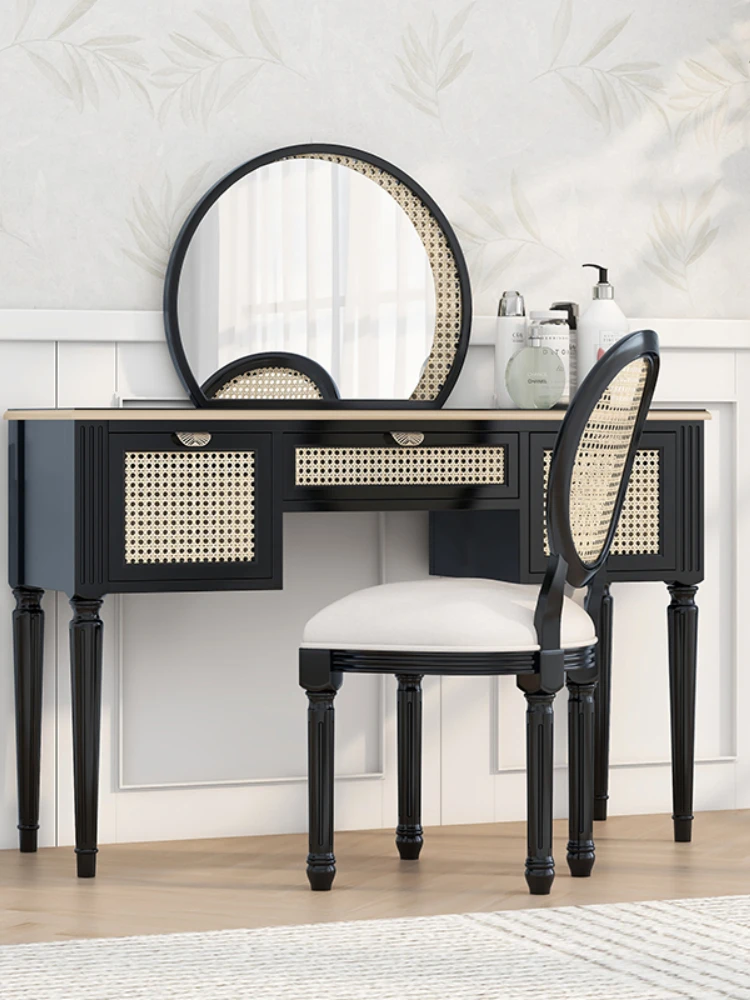 

Duplex Black Dressing Table Beauty Table and Chair Combination Multi-Functional Integrated with Mirror Makeup Table