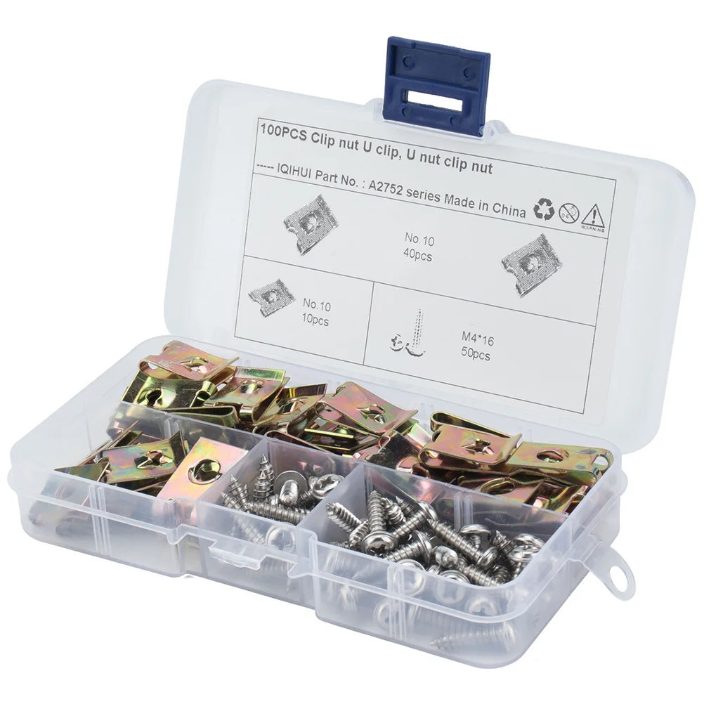 100 قطعة U الجوز السحابة الذاتي التنصت المسمار المنغنيز الصلب الفضة دراجة نارية هدية هيكل السيارة لوحة كليب سباير U كليب ل #6