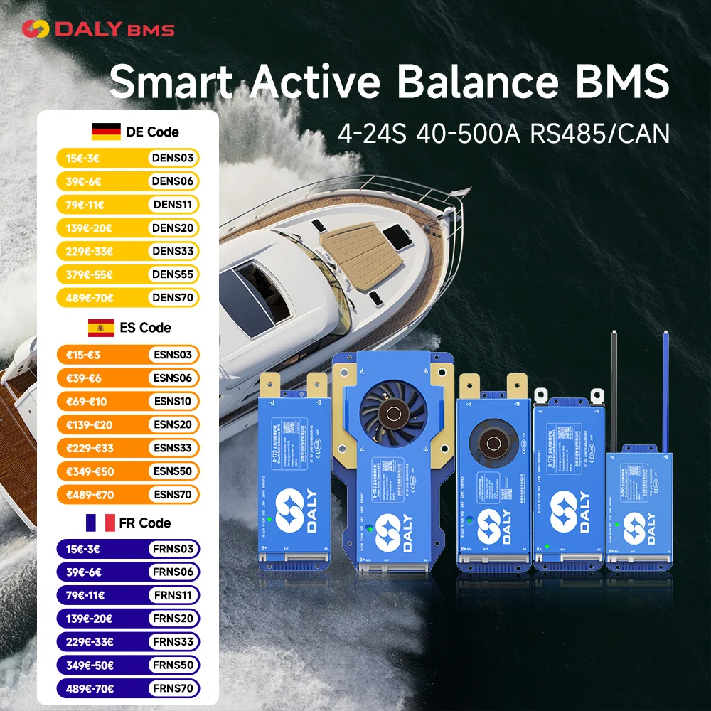 DALY Smart Active Balance BMS 1A Aktiver Ausgleich Bluetooth UART 40A 60A 100A 150A für Lifepo4 Li-Ionen-Akku 18650