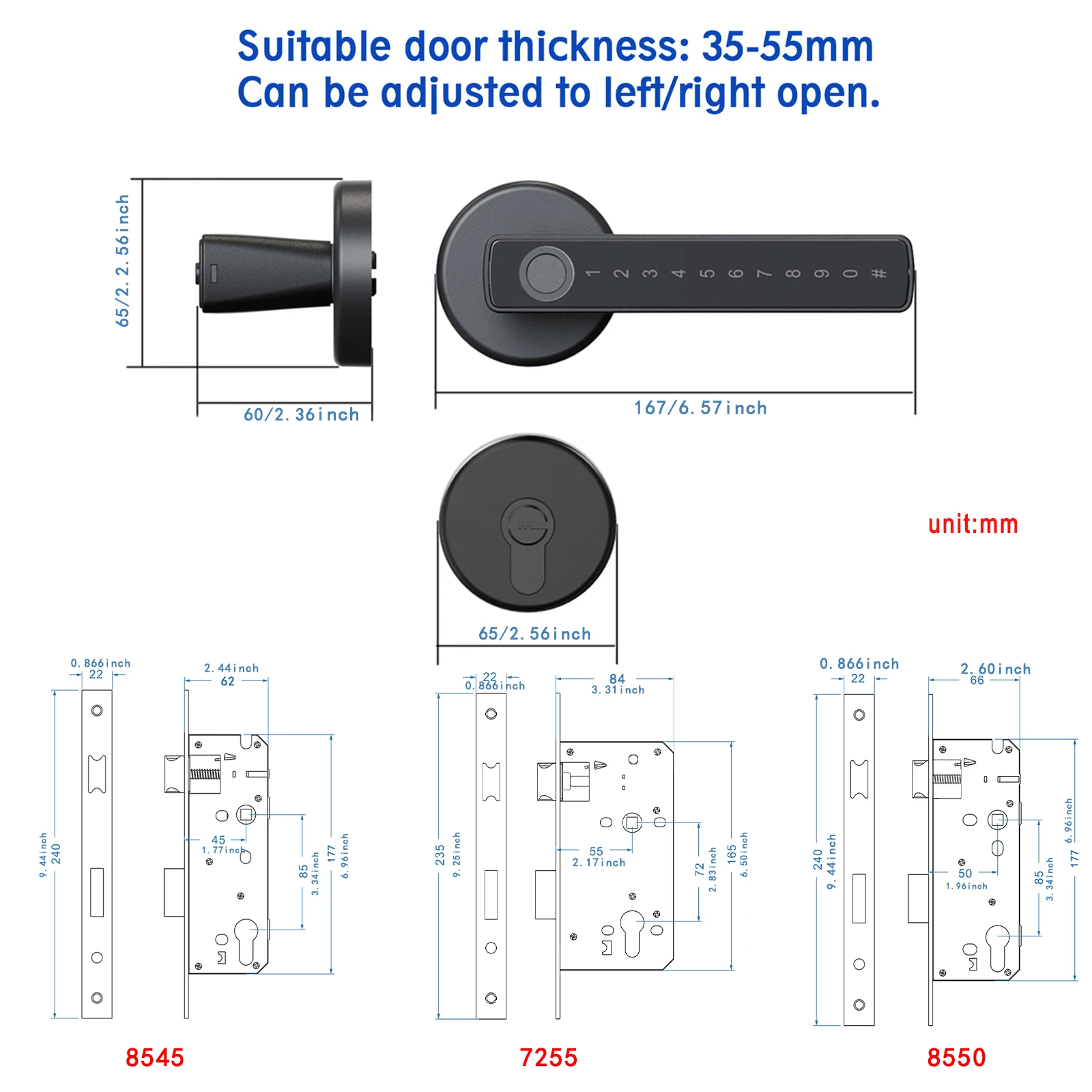 WINFREE Smart Door Lock Fingerprint Lock Tuya Bluetooth Keyless Entry Smart Lock Voice Control Alexa Google Assistant for Home