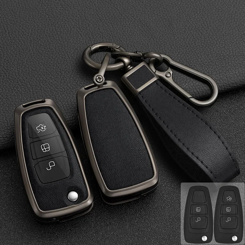 

Zinc Alloy + Silicone Car Key Case Cover For Ford Fiesta Ranger C-Max S-Max Focus 3 4 Galaxy Mondeo Transit Tourneo Custom MK4