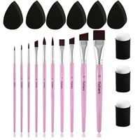 10Pcs Face Brush ，3pcs Finger Sponge Case Daubers Foam and 6pcs Paint Sponges for Oil Acrylics Watercolor Rock Canvas Painting