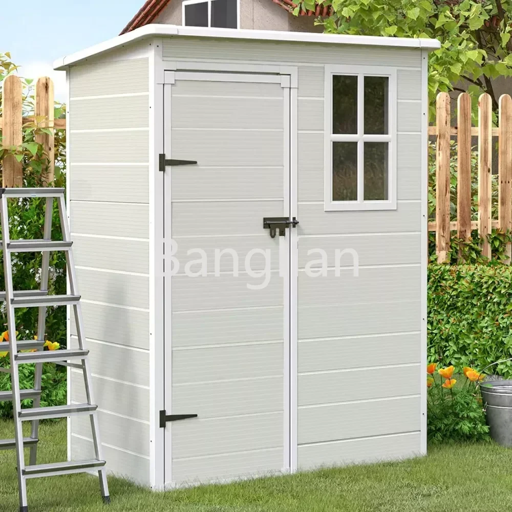 Outdoor Storage Box, Resin Garden Shed for Bike, Garbage Can, Tool, Plastic Outside Shds, Storage Box, 5x3 ft