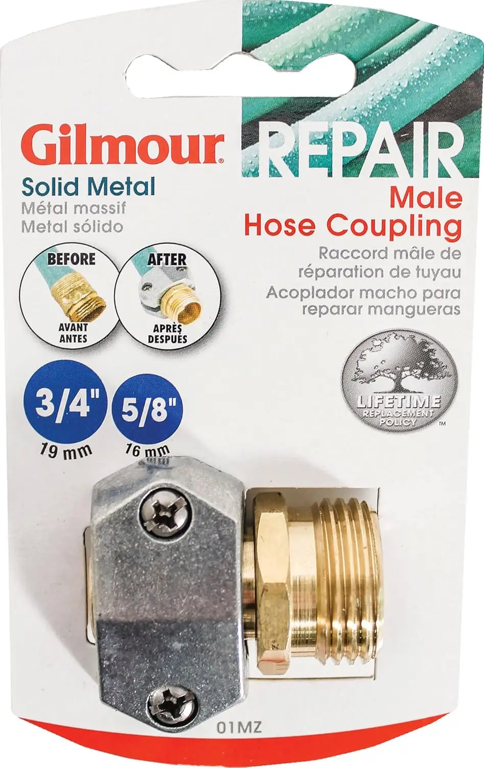 

Heavy Duty Zinc and Brass Male Clamp Coupling, 5/8" x 3/4" for Hoses