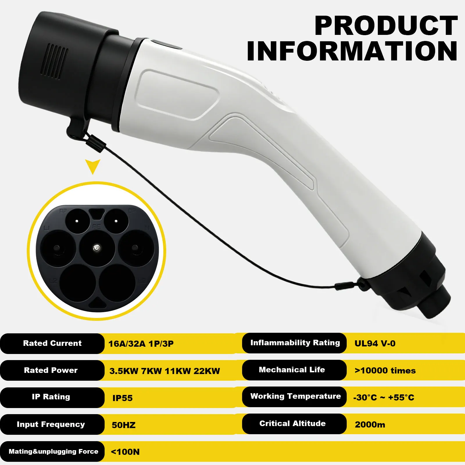 Connettore di ricarica EV Tipo 2 Maschio IEC 62196 16A 32A EVSE, ricambio per stazione di ricarica EV europea Wallbox