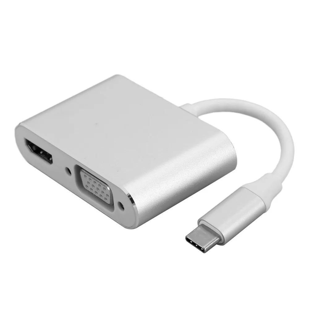 2 in 1 TypeC Hub to VGA +HD 4K Resolution USB Type C Adapter Displayport/3.1 Ethernet Converter Dock Office Presentation view 3