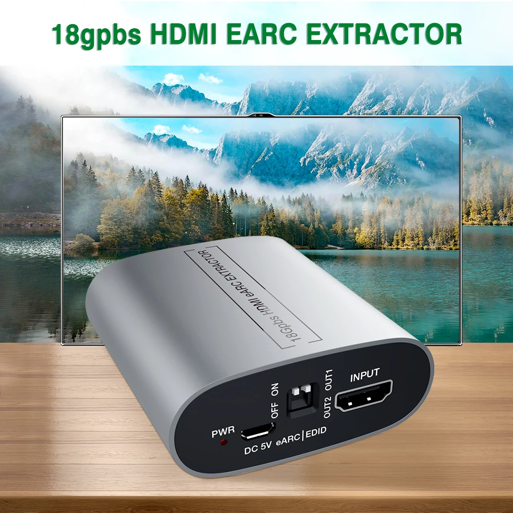 4K 60Hz HDMI eARC Audio Extractor Splitter ARC HDMI Audio Extractor 18Gbps HDR LPCM 7.1 HDCP EDID DTS For HDTV Amplifier Speaker