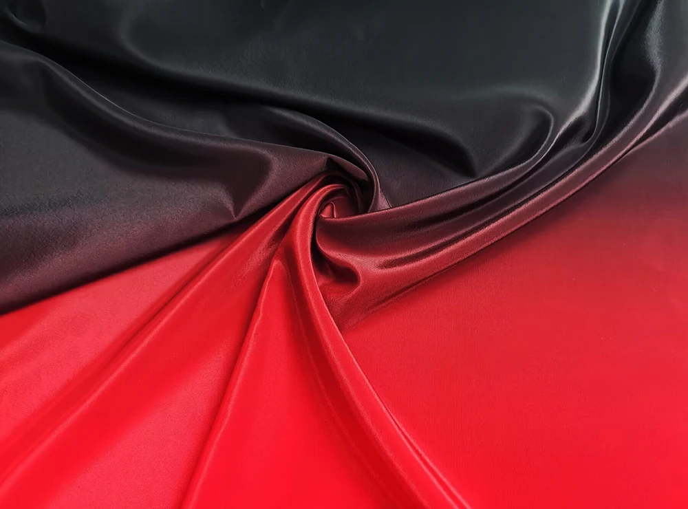 1 Meter X 1,5 Meter Glänzendes Tanzbühnenmaterial Rot-Schwarz Ombré Stoff Koshibo Nicht-Transparent – Detail 3