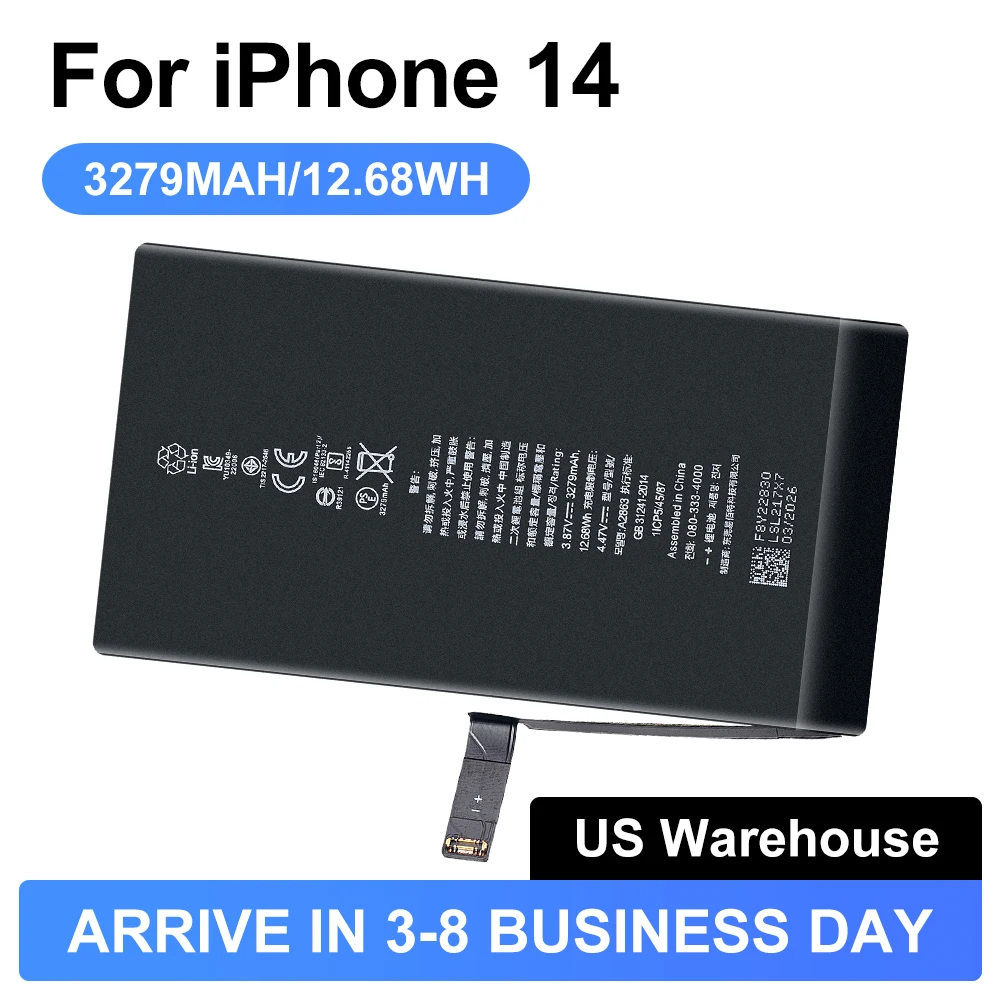 BNN Rechargeable Phone Battery For iPhone 14 Battery Real High Capacity Replacement Lithium Bateria Sticker Free Tools Warranty One Year