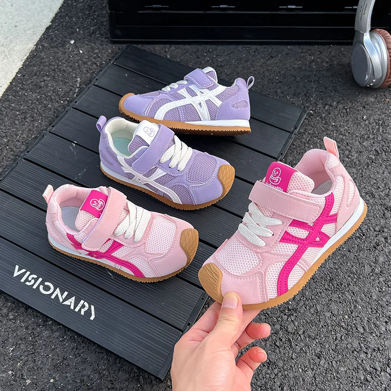 

New Spring Autumn Fashion Children Shoes Girls Korean Soft Sole Casual Shoe Kids Boys Breathable Mesh Stripes Versatile Sneakers