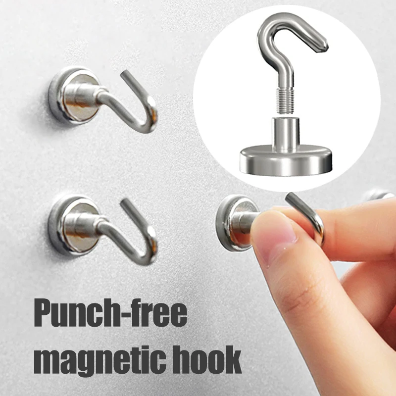 10Pcs Strong Magnetic Hooks Practical load bearing Hook Multi-Purpose storage For Home Kitchen Bar Storage Key Coat Cup Hanging