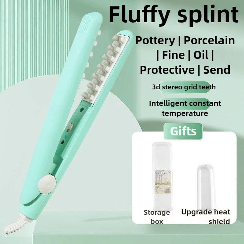 Cepillos eléctricos para el cabello de 220V, cepillo alisador de pelo Airwrap, Mini cepillos eléctricos de cerámica para el cuidado del cabello con Clip a cuadros esponjoso