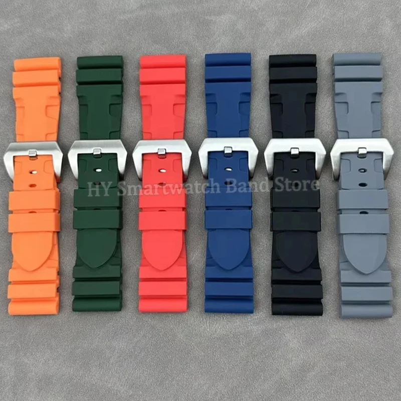 22mm 24mm 26mm Silicone Watch Strap for Panerai for SUBMERSIBLE PAM441/111/359 Rubber Watch Band Men Women Bracelet Accessories