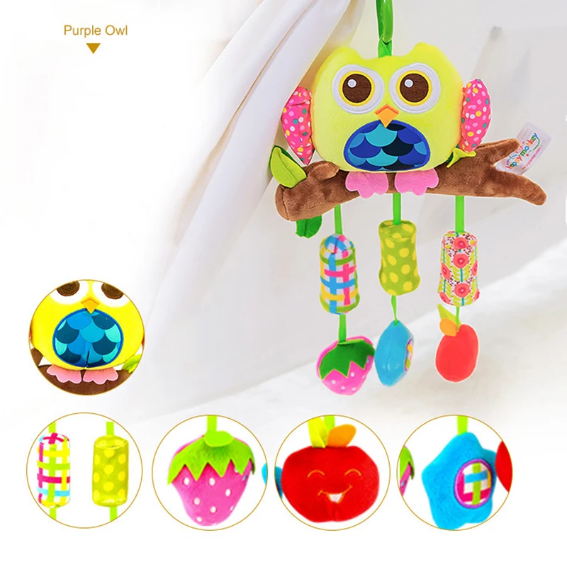 Baby Toys for 3 6 9 12 Months Hanging Owl Rattles Stroller Mobile Elephant Fish Plush Soft Rattles for Boys Girls Christmas Gift