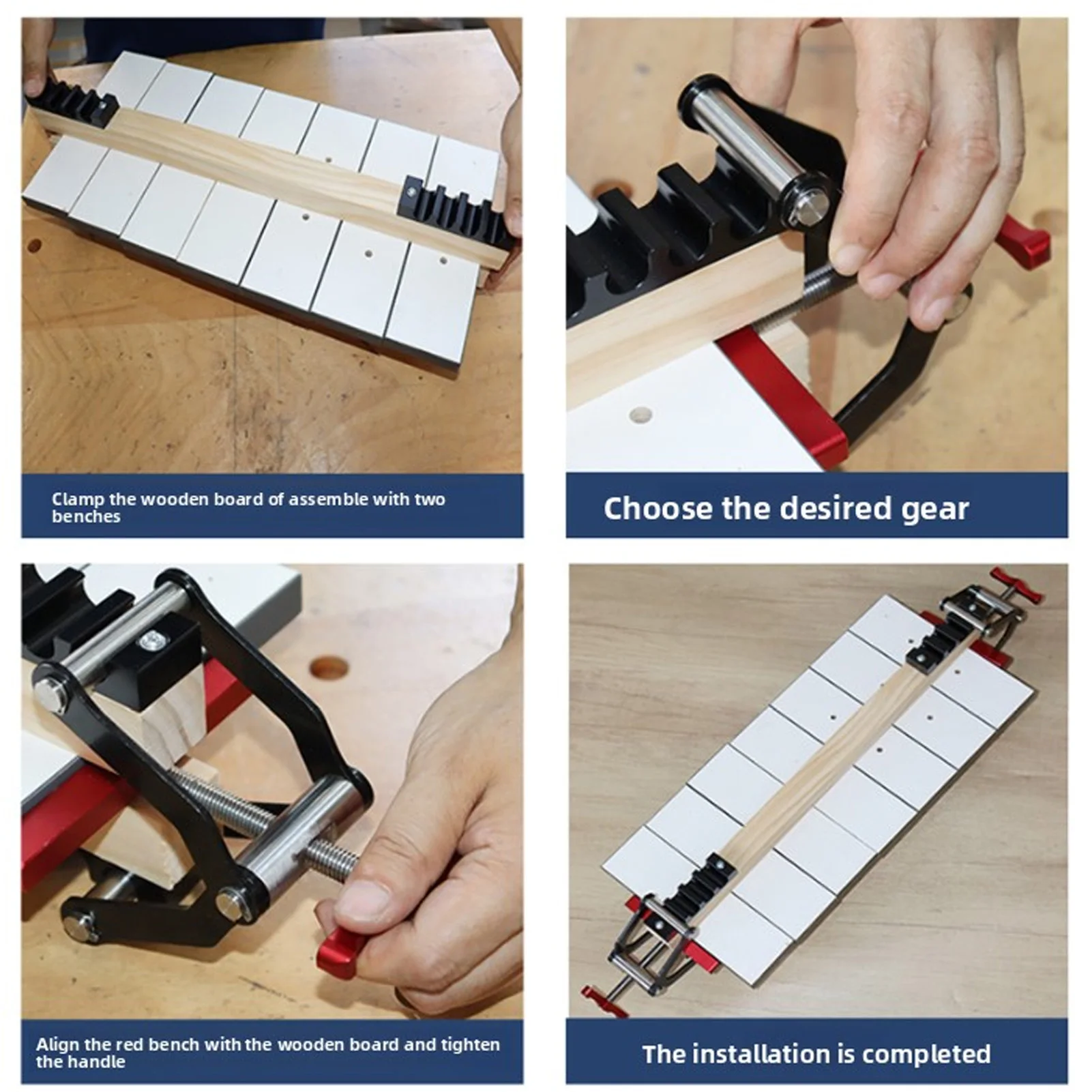 4 Way Pressure Clamp Aluminum Alloy Powerful Four Way Wood Panel Corner Clamping System for Woodworkers Cabinet Furniture Making
