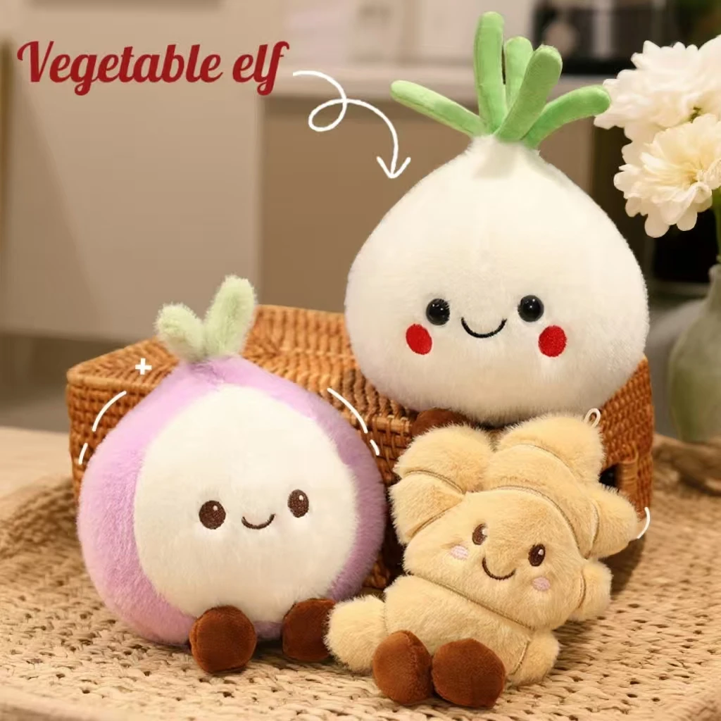 

Funny Vegetable Series Plush Dolls Featuring Garlic, Ginger, Onion, and Scallion—Adorable, Soft, and Perfect As A Gift Choice.